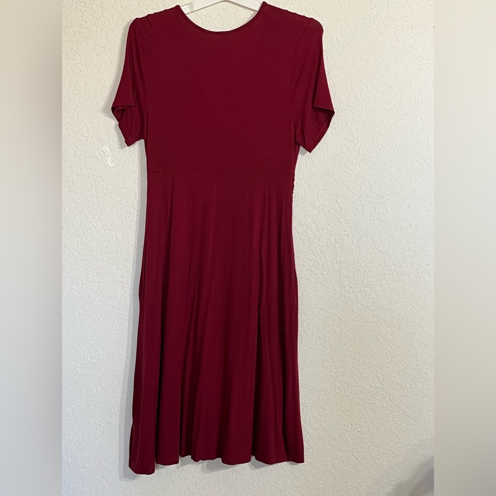 Lilbetter Woman’s Red Summer Flared A-line Swing Casual Dress W/ Pockets Size L - Picture 4 of 10